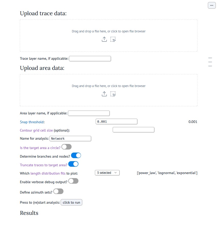 Screenshot of analysis web interface