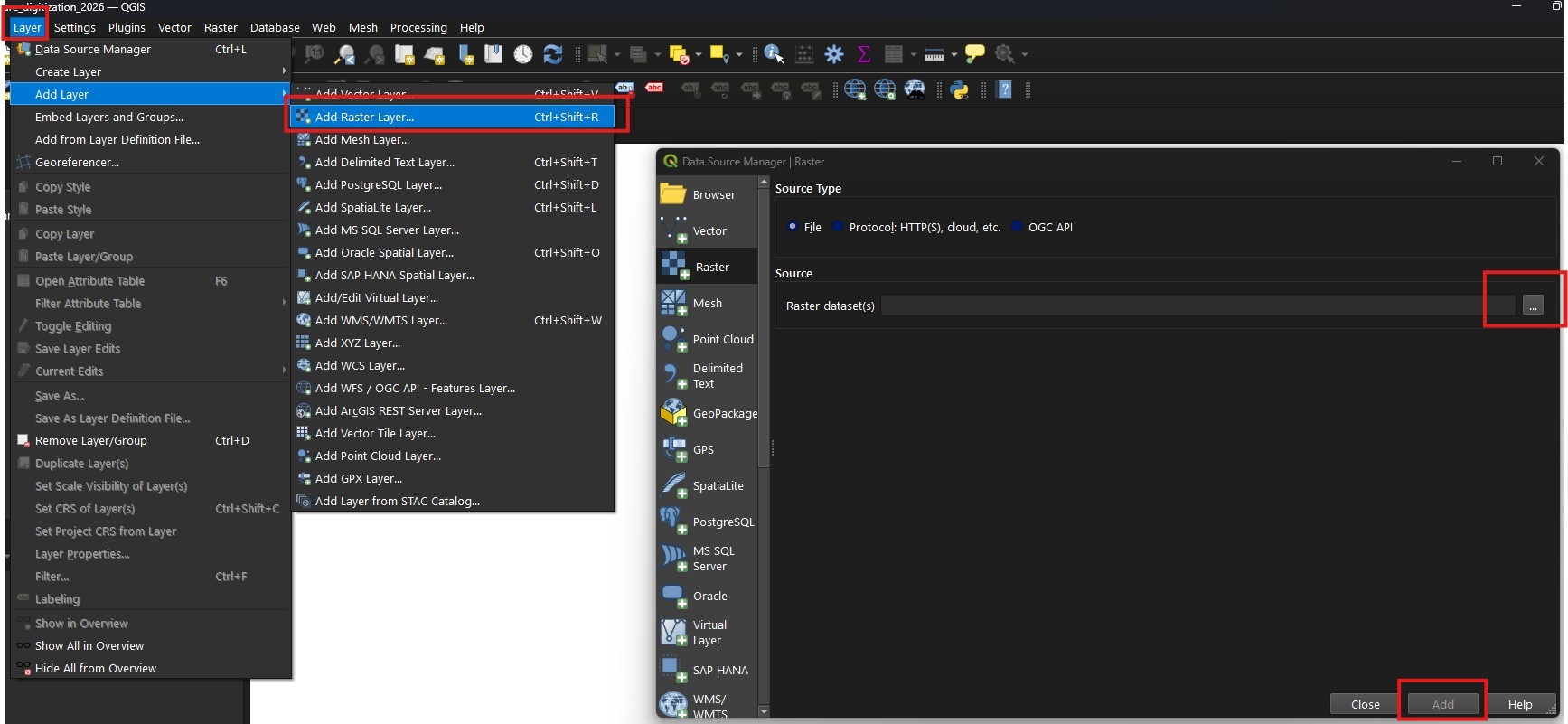 Adding raster data in QGIS