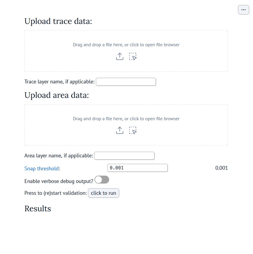 Screenshot of validation web interface